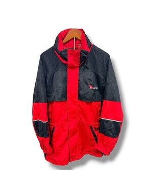 Virgin Cintas Virgin America Red Black Hooded Windbreaker Jacket Mens Large